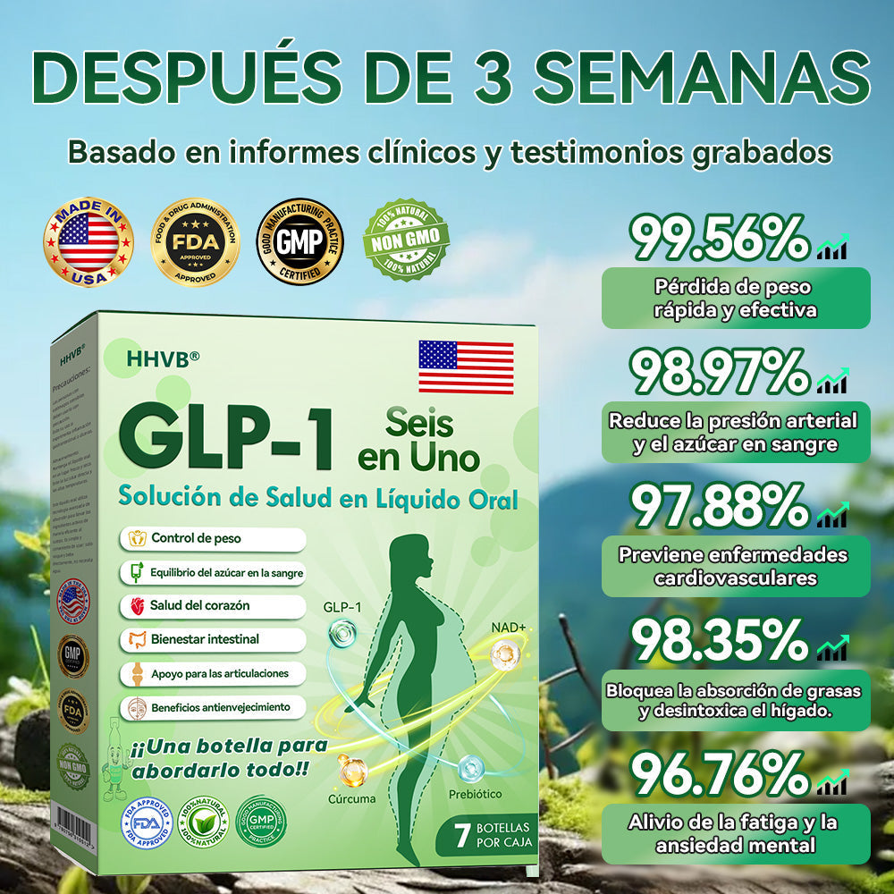 Tienda Oficial | 𝐻𝑯𝐕𝐁®🌿🌿𝐺𝐿𝑃-𝟏 𝑆𝑖𝑥 𝑖𝑛-𝑂𝑛𝑒 𝑆𝑜𝑙𝑢𝑐𝑖𝑜𝑛 𝑜𝑟𝑎𝑙 𝑙𝑖𝑞𝑢𝑖𝑑𝑎 (Solo una dosis al día, cambios visibles en 7 días) ✅ Para obesidad, salud cardiovascular, diabetes, apnea del sueño, problemas articulares y más.